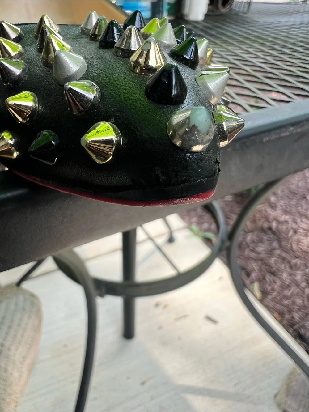 Christian Louboutin Black Studded Pointed Flats with Red Soles